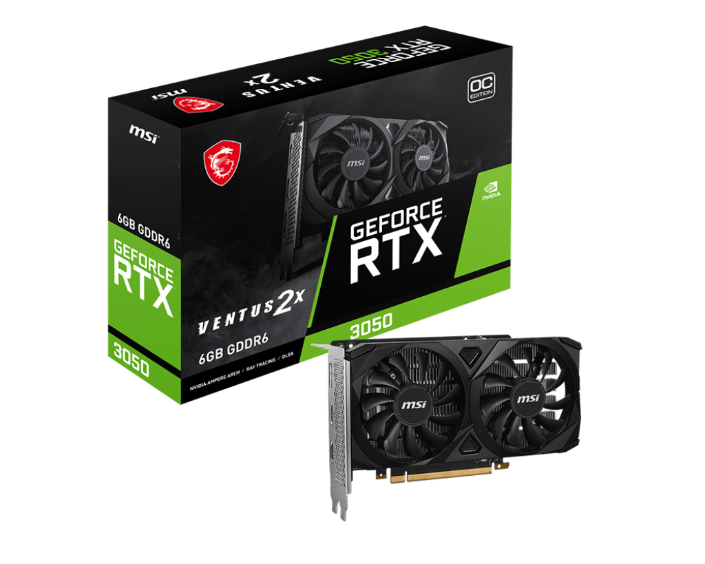 MSI VGA GEFORCE RTX 3050 VENTUS 2X 6G OC RTX3050 6GB GDDR6 96B DX12 PCIE 4.0 X8 (1XDP 2XHDMI)